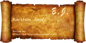 Barthos Jenő névjegykártya