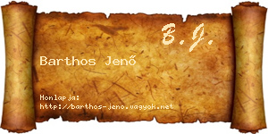Barthos Jenő névjegykártya